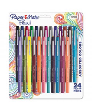 LIMITED EDITION POINT GUARD FLAIR STICK POROUS POINT PEN, MEDIUM 0.7MM, TROPICAL INK/BARREL, 24/SET