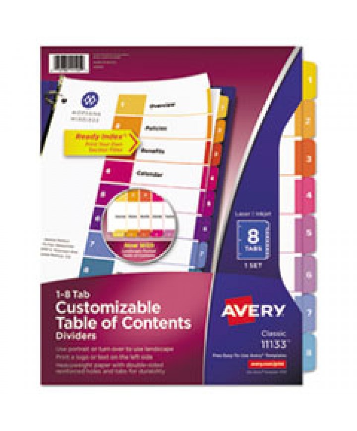 Customizable Toc Ready Index Multicolor Dividers, 8-tab, Letter