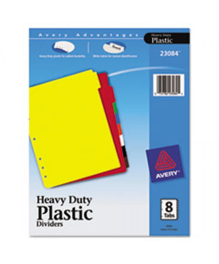 Heavy-duty Plastic Dividers With Multicolor Tabs And White Labels , 8 