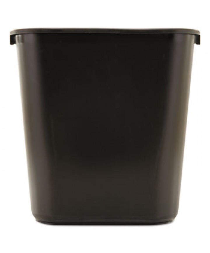 Deskside Plastic Wastebasket Rectangular 7 Gal Black