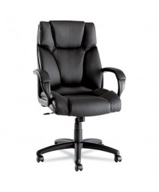 ALERA FRAZE EXECUTIVE HIGH-BACK SWIVEL/TILT BONDED LEATHER CHAIR, SUPPORTS UP TO 275 LBS, BLACK SEAT/BLACK BACK, BLACK BASE