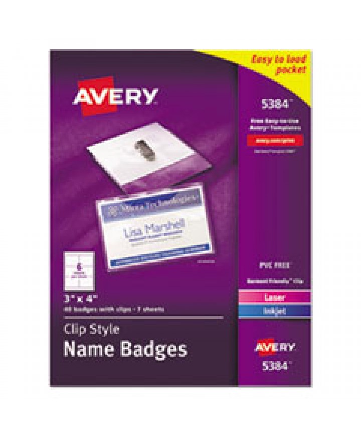 CLIP-STYLE NAME BADGE HOLDER WITH LASER/INKJET INSERT, TOP LOAD, 4 X 3 ...