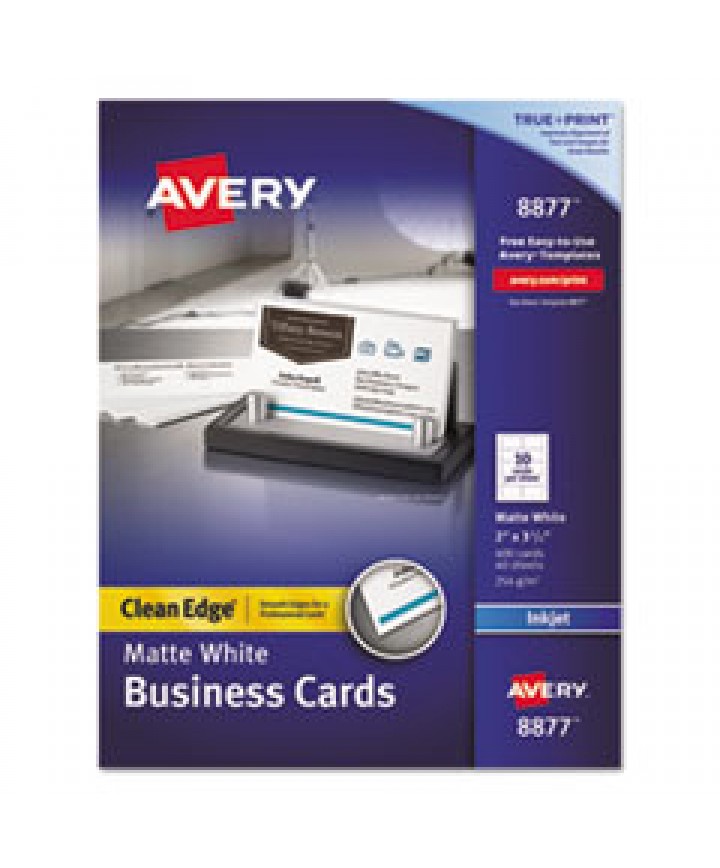 True Print Clean Edge Business Cards, Inkjet, 2 X 3 1/2, White, 400/box